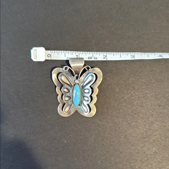 Silver and Turquoise Butterfly Pendant / Brooch - Picture 8 of 9